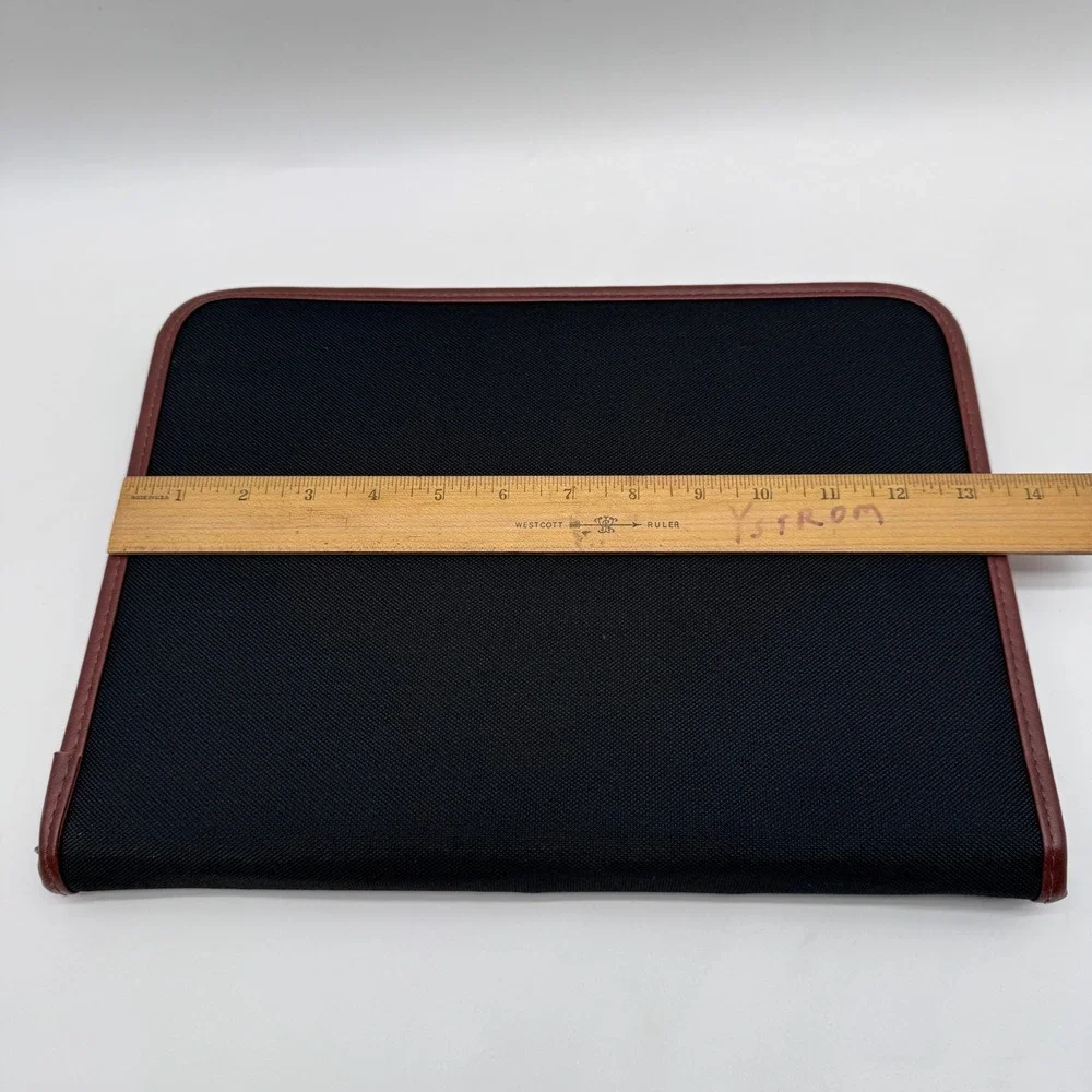 Shell Padfolio Black Brown Zippered Organizer Portfolio with Notepad and 2 pens